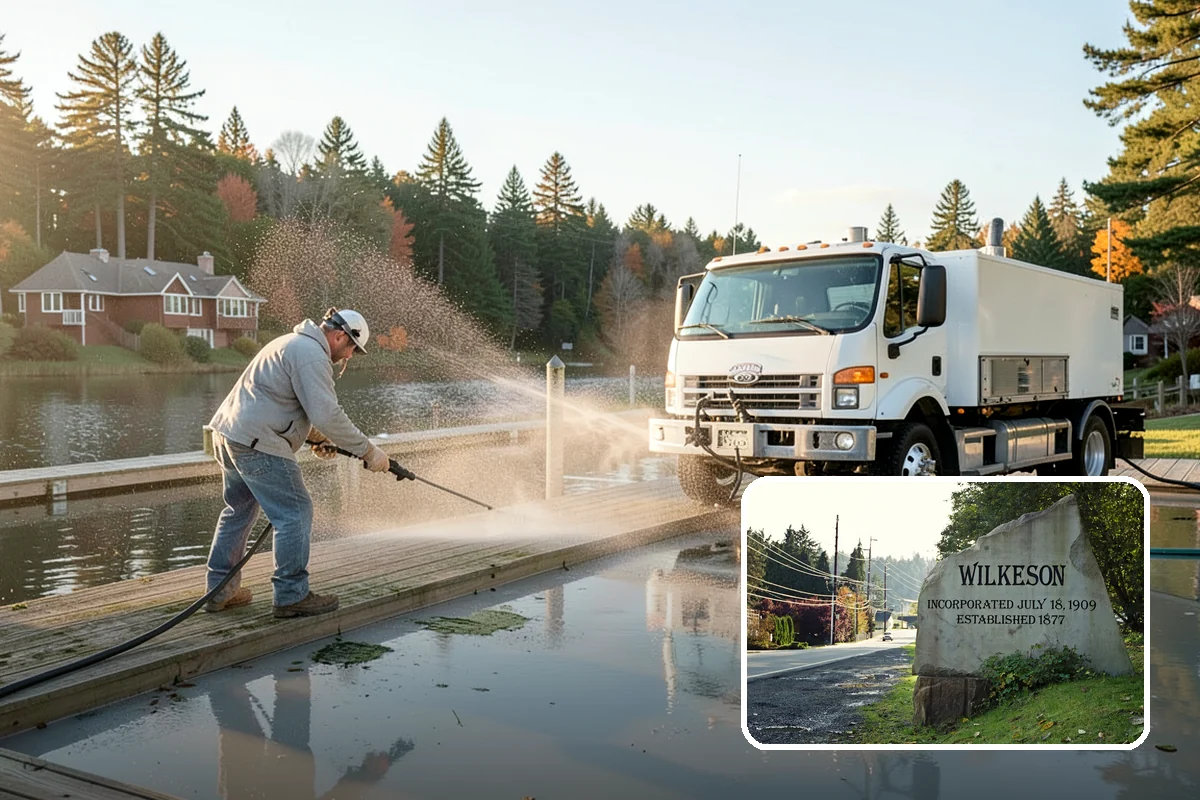 Downspout Cleaning in Wilkeson, Pierce County, WA - Clears interior clogs of packed needles and grit