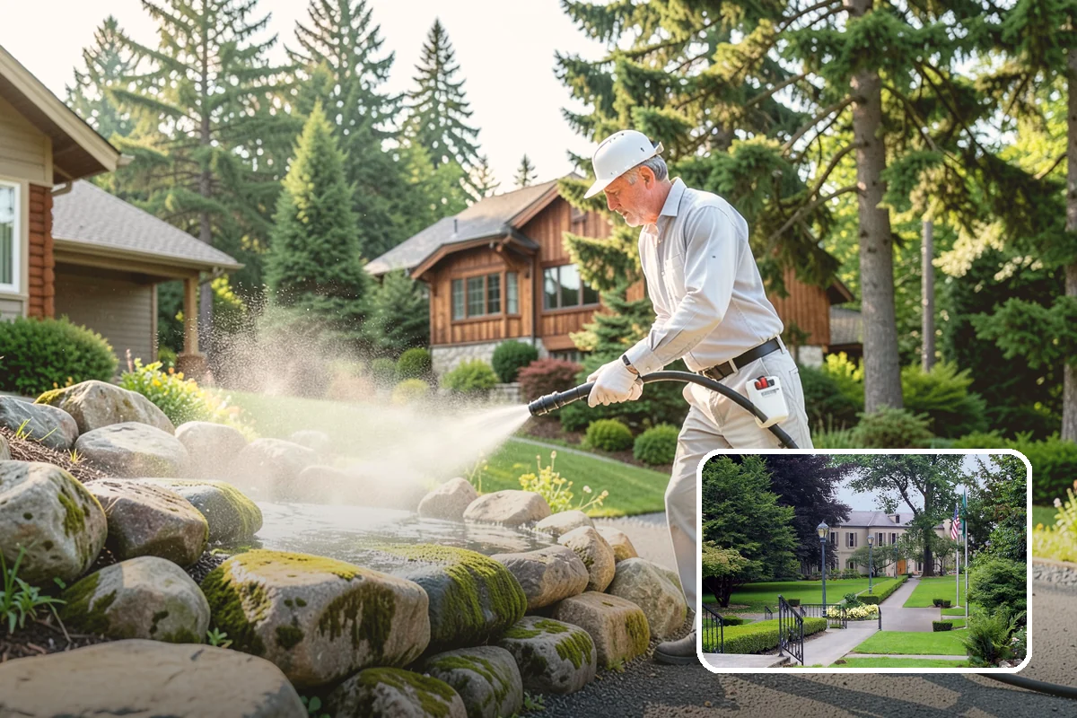 Downspout Cleaning in Woodinville, King County, WA - Clears interior clogs of packed needles and grit