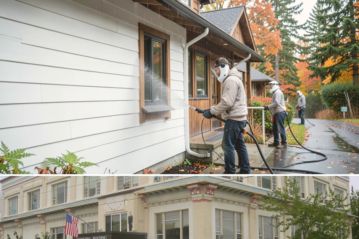 Downspout Flushing in Anacortes, Skagit County, WA - Flush downspouts heading into fall so they can handle the full force of the winter rainy season.