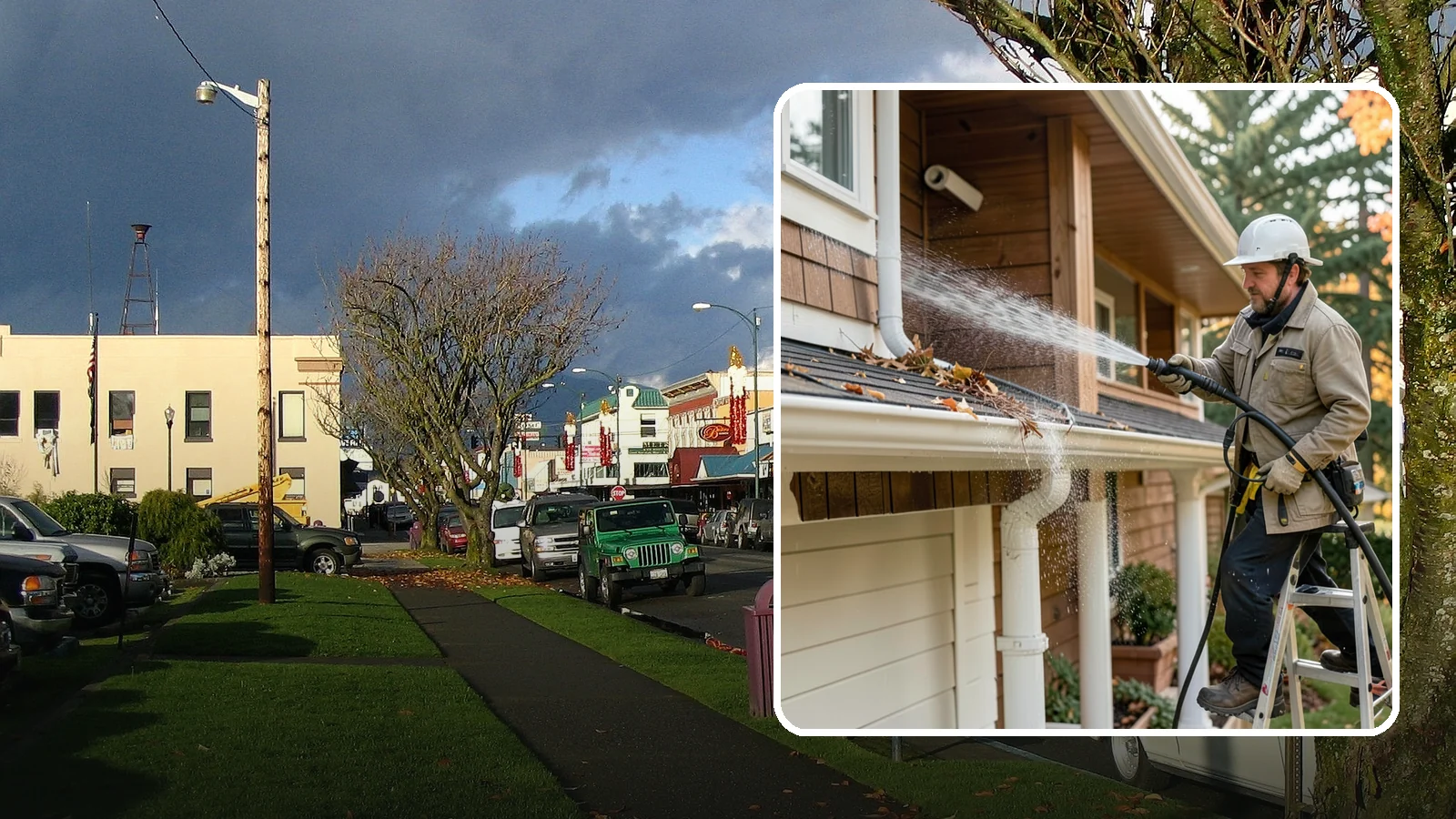 Downspout Flushing in Arlington, Snohomish County, WA - High-volume flushing that clears packed debris from inside downspouts to restore full drainage capacity.