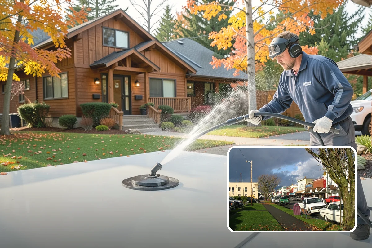 Downspout Flushing in Arlington, Snohomish County, WA - Dislodges compacted debris a basic clean-out leaves behind