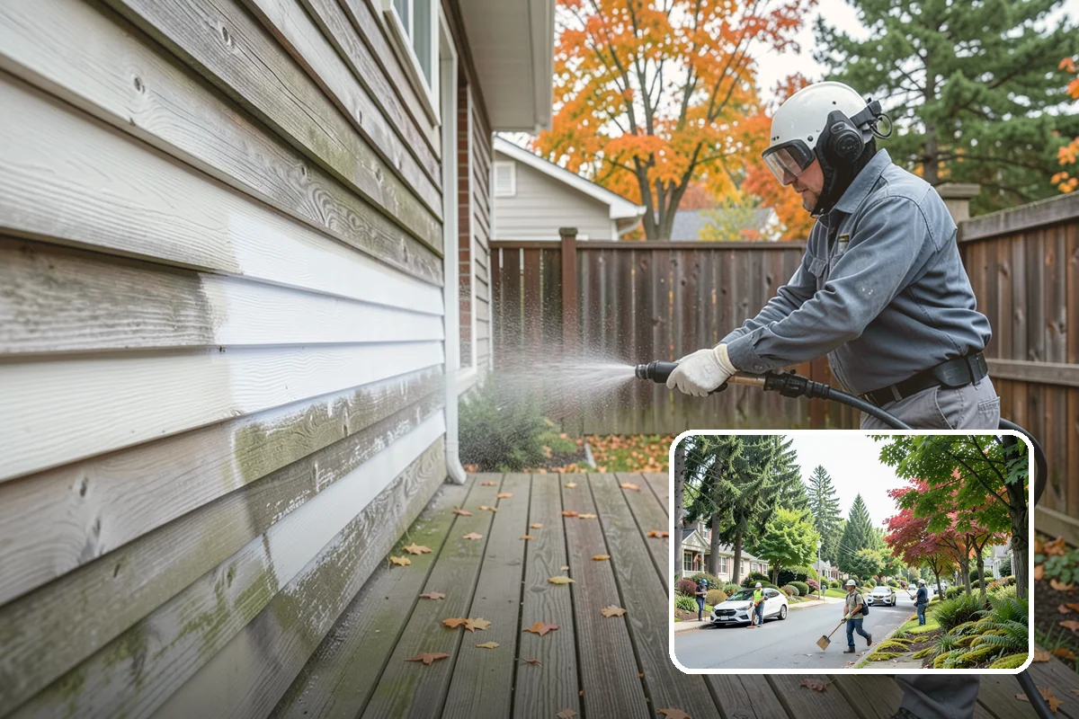 Downspout Flushing in Beaux Arts Village, King County, WA - Dislodges compacted debris a basic clean-out leaves behind