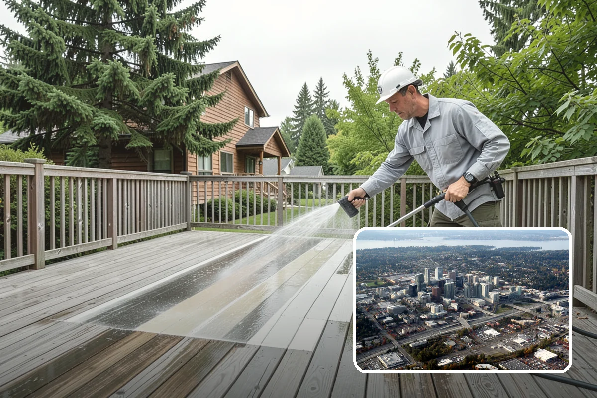 Downspout Flushing in Bellevue, King County, WA - Dislodges compacted debris a basic clean-out leaves behind
