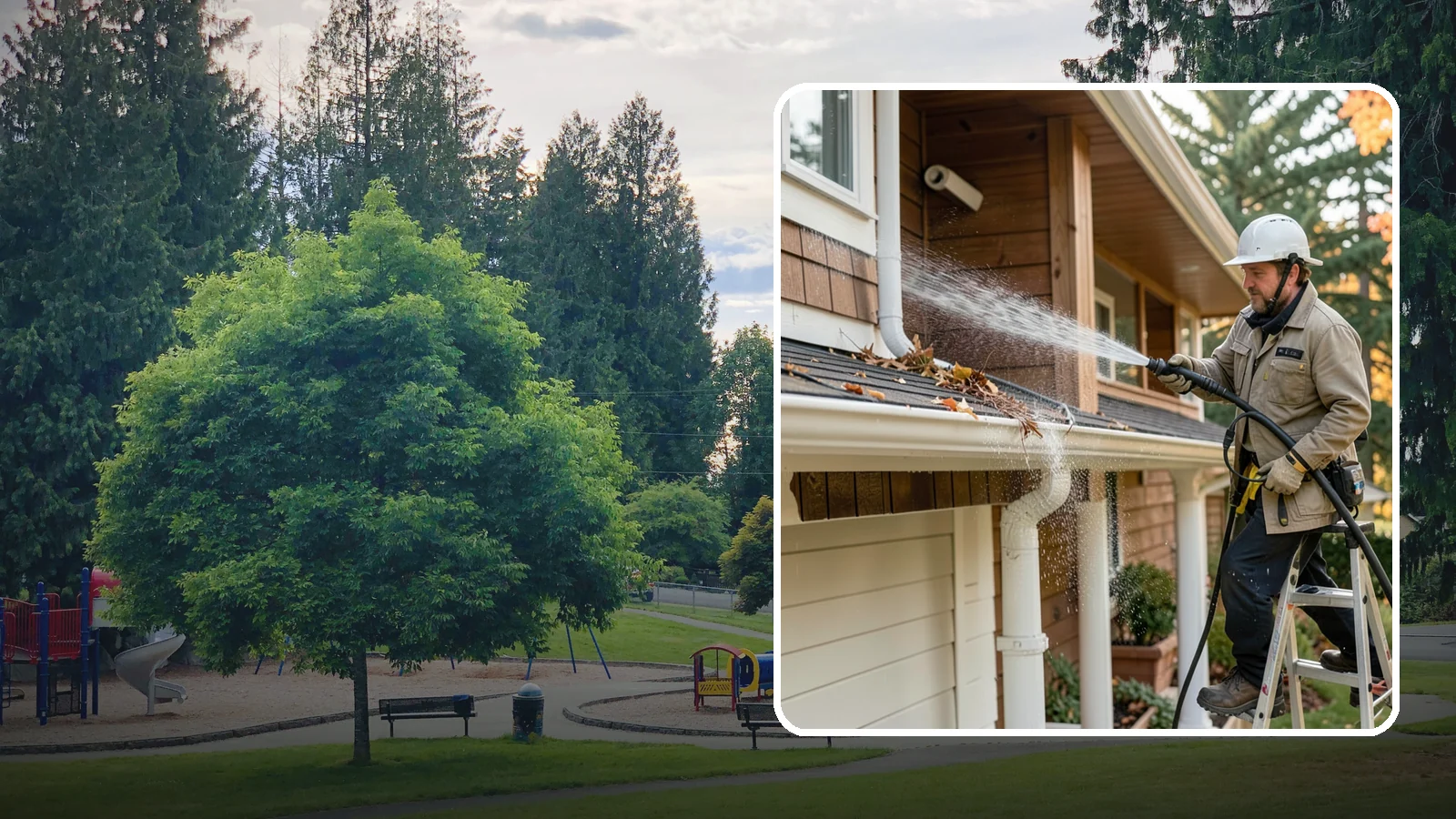 Downspout Flushing in Bonney Lake, Pierce County, WA - High-volume flushing that clears packed debris from inside downspouts to restore full drainage capacity.