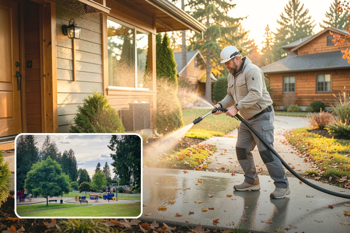 Downspout Flushing in Bonney Lake, Pierce County, WA - Dislodges compacted debris a basic clean-out leaves behind