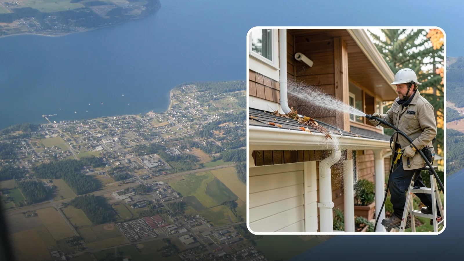 Downspout Flushing in Coupeville, Island County, WA - High-volume flushing that clears packed debris from inside downspouts to restore full drainage capacity.