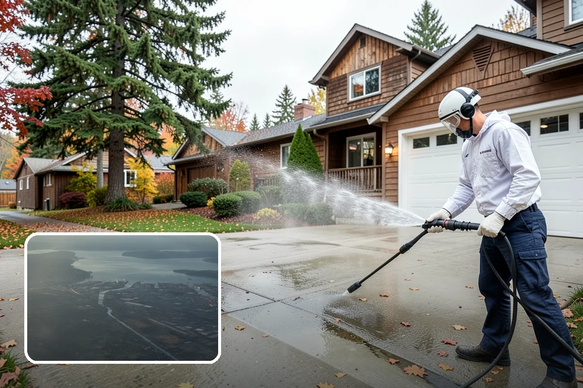 Downspout Flushing in Fife, Pierce County, WA - Dislodges compacted debris a basic clean-out leaves behind