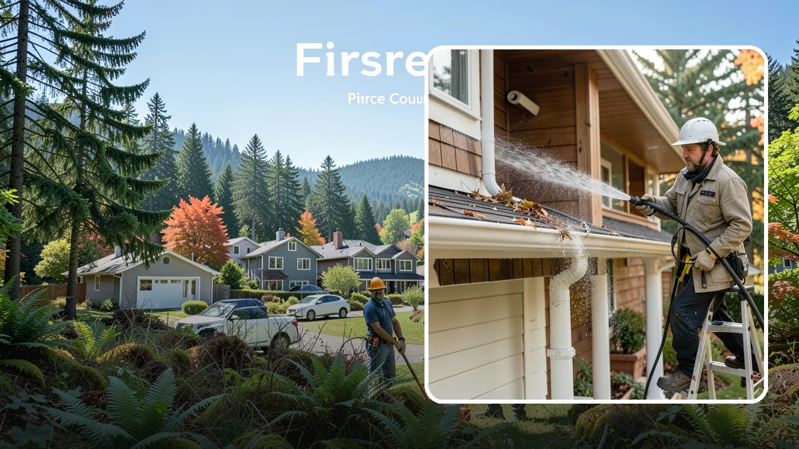 Downspout Flushing in Fircrest, Pierce County, WA - High-volume flushing that clears packed debris from inside downspouts to restore full drainage capacity.