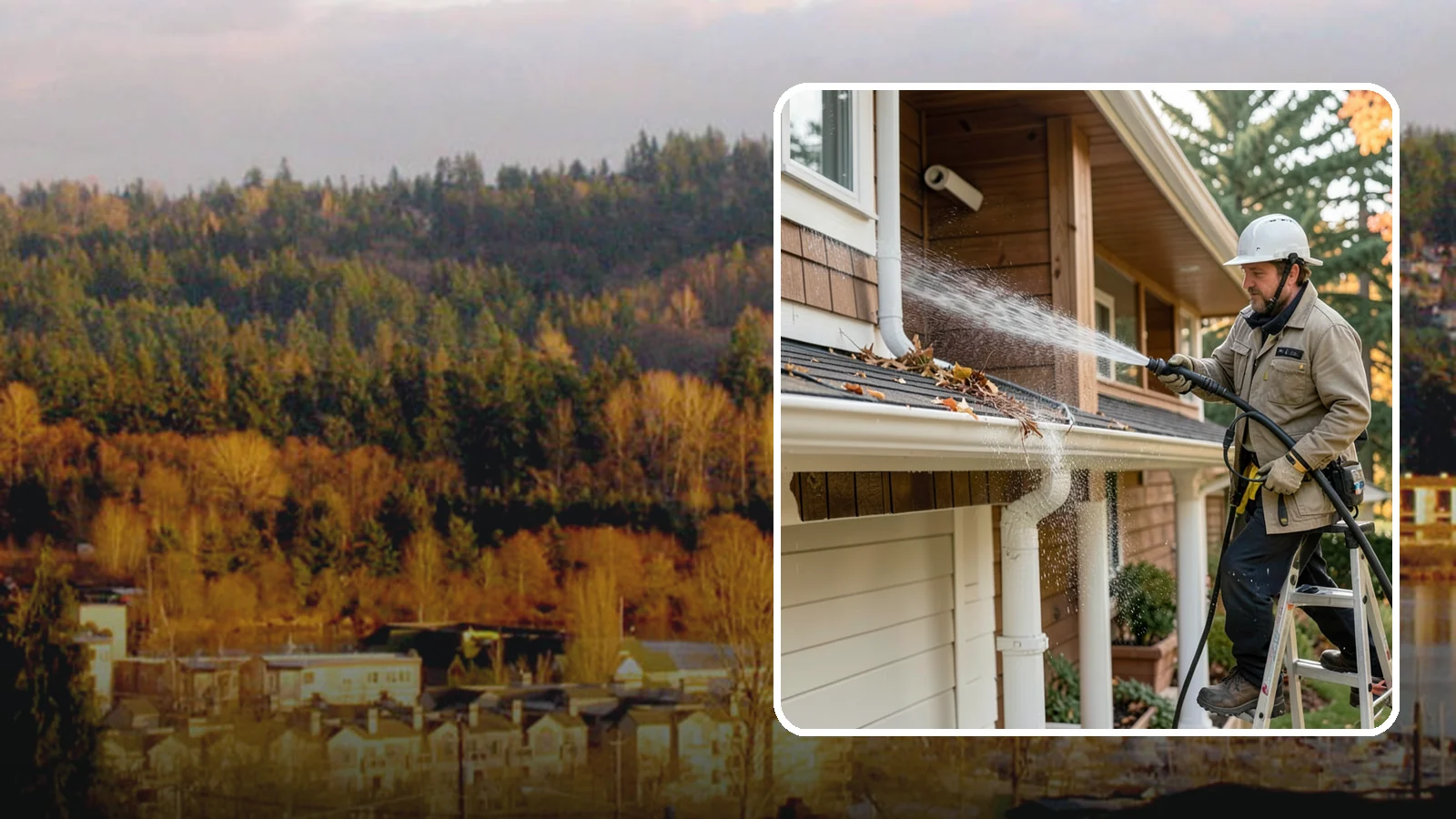 Downspout Flushing in Kenmore, King County, WA - High-volume flushing that clears packed debris from inside downspouts to restore full drainage capacity.