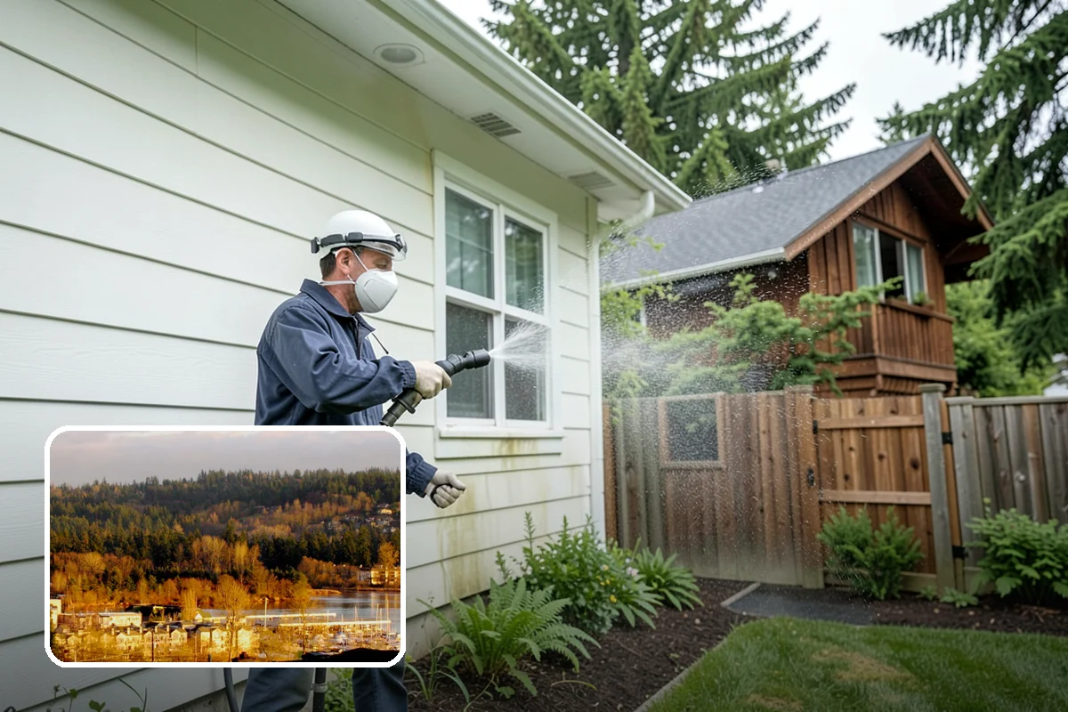 Downspout Flushing in Kenmore, King County, WA - Dislodges compacted debris a basic clean-out leaves behind