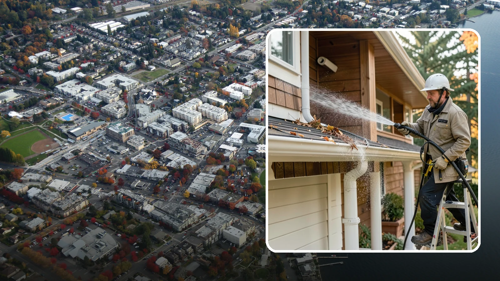 Downspout Flushing in Kirkland, King County, WA - High-volume flushing that clears packed debris from inside downspouts to restore full drainage capacity.