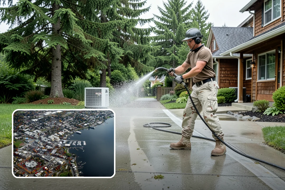 Downspout Flushing in Kirkland, King County, WA - Dislodges compacted debris a basic clean-out leaves behind