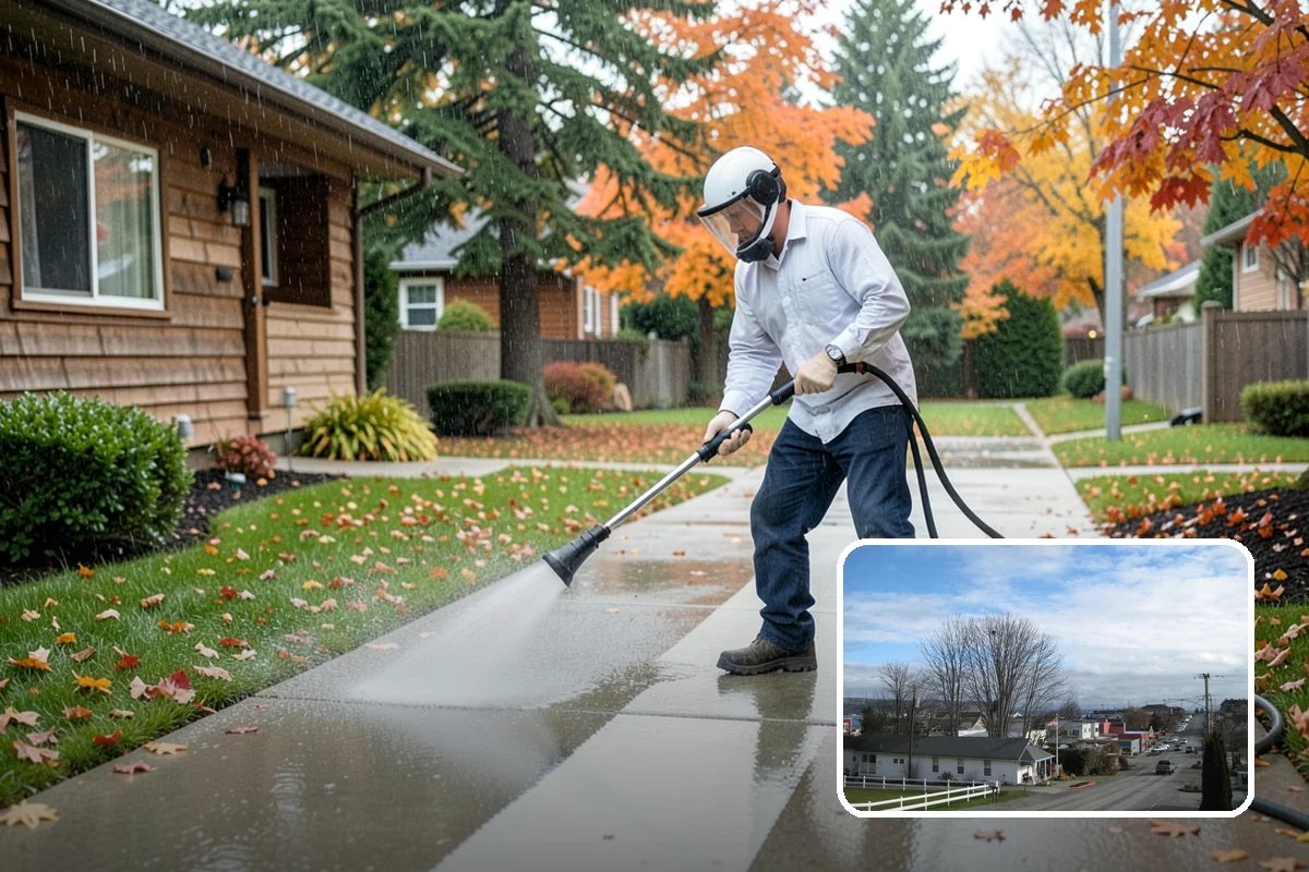 Downspout Flushing in Langley, Island County, WA - Dislodges compacted debris a basic clean-out leaves behind
