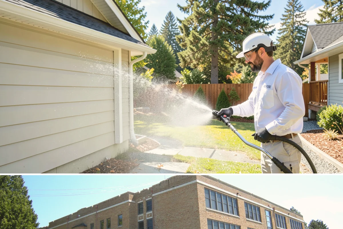 Downspout Flushing in Maple Valley, King County, WA - Flush downspouts heading into fall so they can handle the full force of the winter rainy season.