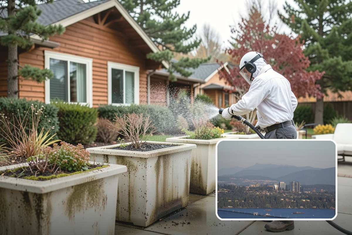 Downspout Flushing in Medina, King County, WA - Dislodges compacted debris a basic clean-out leaves behind