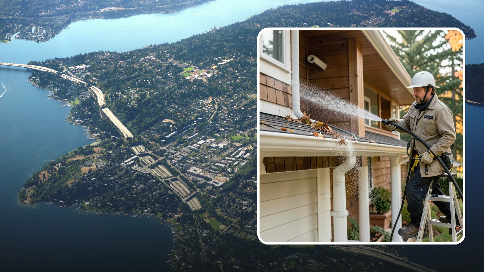 Downspout Flushing in Mercer Island, King County, WA - High-volume flushing that clears packed debris from inside downspouts to restore full drainage capacity.