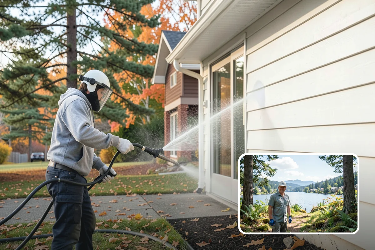 Downspout Flushing in Milton, King County, WA - Dislodges compacted debris a basic clean-out leaves behind