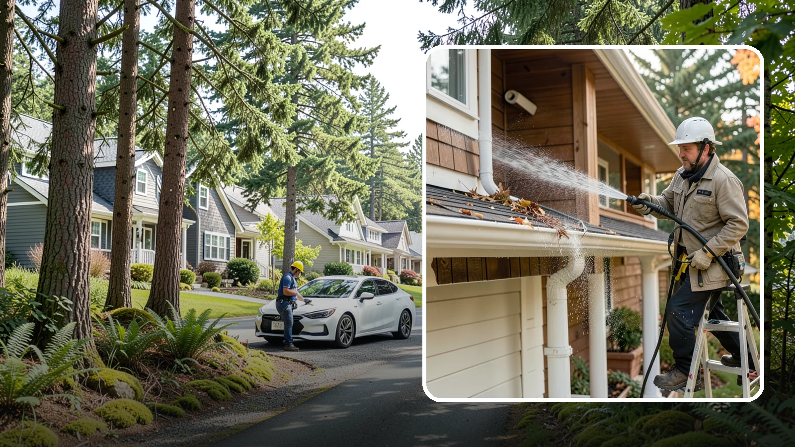 Downspout Flushing in Normandy Park, King County, WA - High-volume flushing that clears packed debris from inside downspouts to restore full drainage capacity.