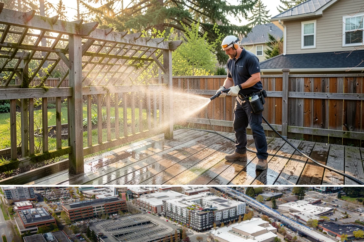Downspout Flushing in Redmond, King County, WA - Flush downspouts heading into fall so they can handle the full force of the winter rainy season.