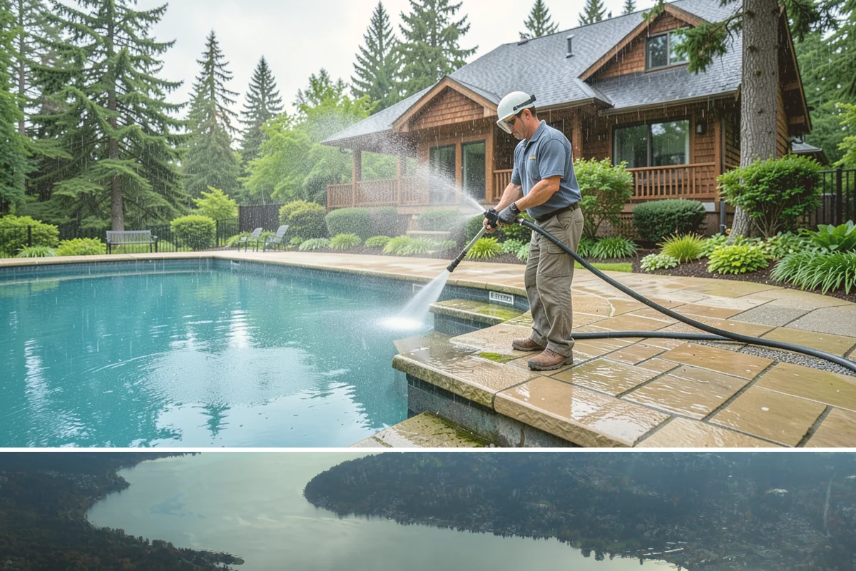 Downspout Flushing in Sammamish, King County, WA - Flush downspouts heading into fall so they can handle the full force of the winter rainy season.