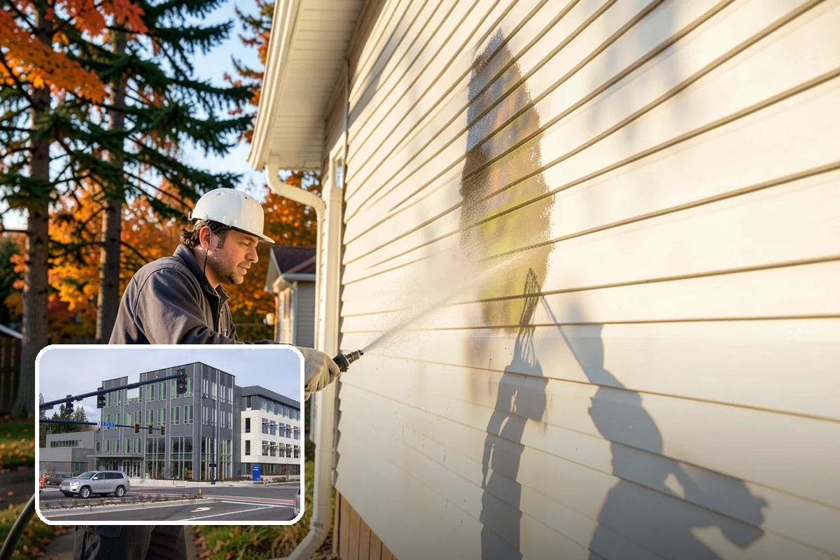 Downspout Flushing in Shoreline, King County, WA - Dislodges compacted debris a basic clean-out leaves behind
