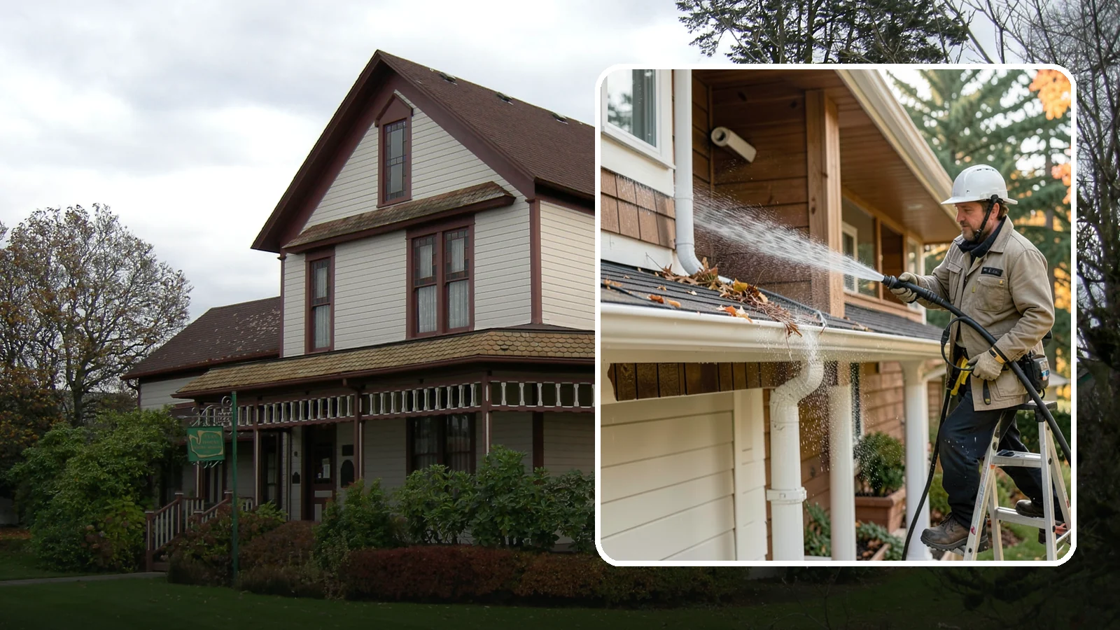 Downspout Flushing in Sumner, Pierce County, WA - High-volume flushing that clears packed debris from inside downspouts to restore full drainage capacity.