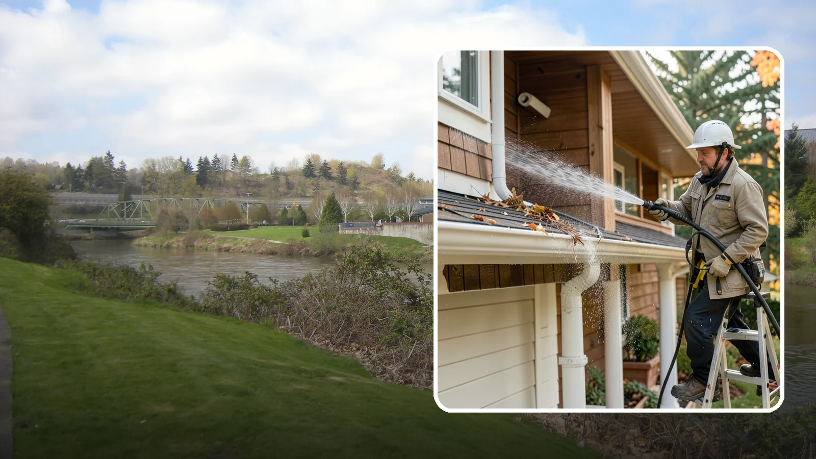 Downspout Flushing in Tukwila, King County, WA - High-volume flushing that clears packed debris from inside downspouts to restore full drainage capacity.