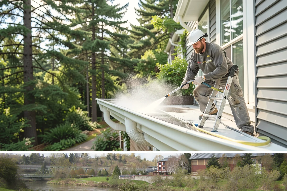 Downspout Flushing in Tukwila, King County, WA - Flush downspouts heading into fall so they can handle the full force of the winter rainy season.