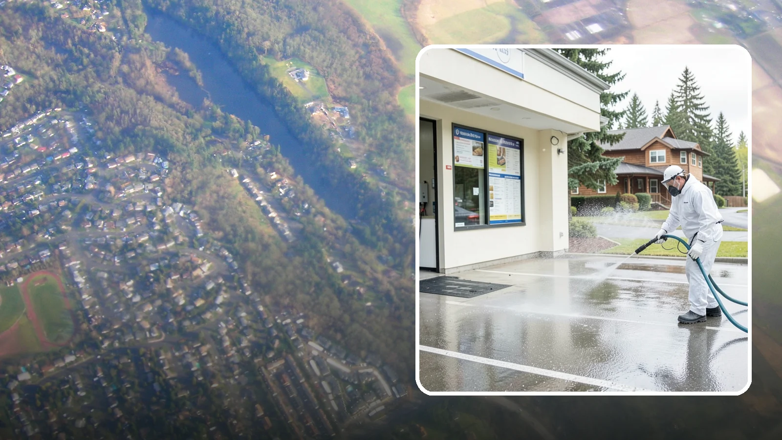 Drive-Thru Cleaning in Algona, King County, WA - Targeted cleaning of drive-thru lanes, order windows, and menu-board pads where spilled food, grease, and PNW moss build up fast.