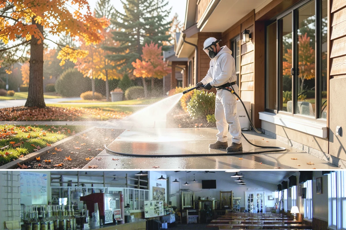 Drive-Thru Cleaning in Black Diamond, King County, WA - Best cleaned every quarter year-round, with extra attention in fall when leaf litter and rain accelerate algae in the lane.