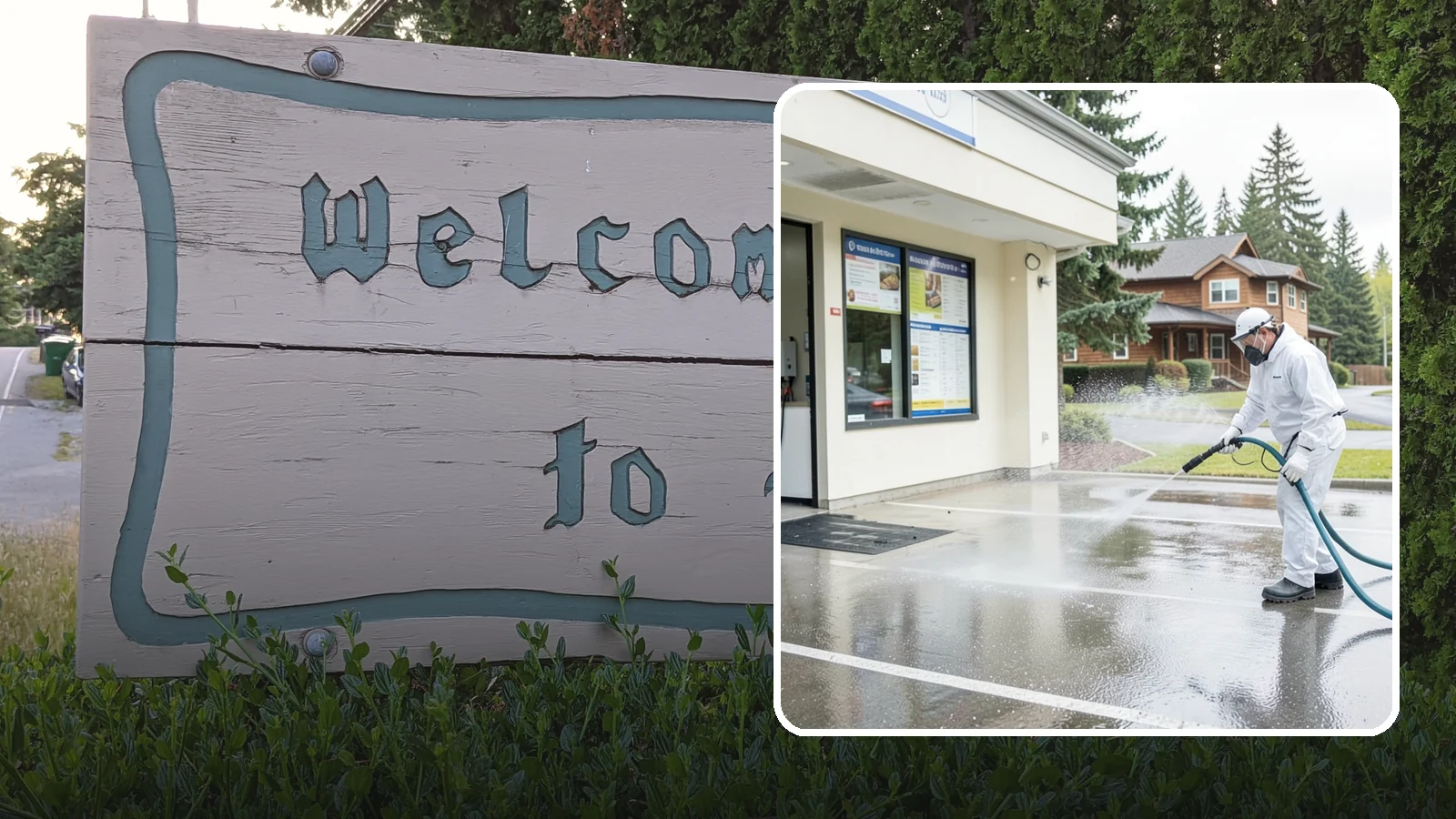 Drive-Thru Cleaning in Brier, Snohomish County, WA - Targeted cleaning of drive-thru lanes, order windows, and menu-board pads where spilled food, grease, and PNW moss build up fast.