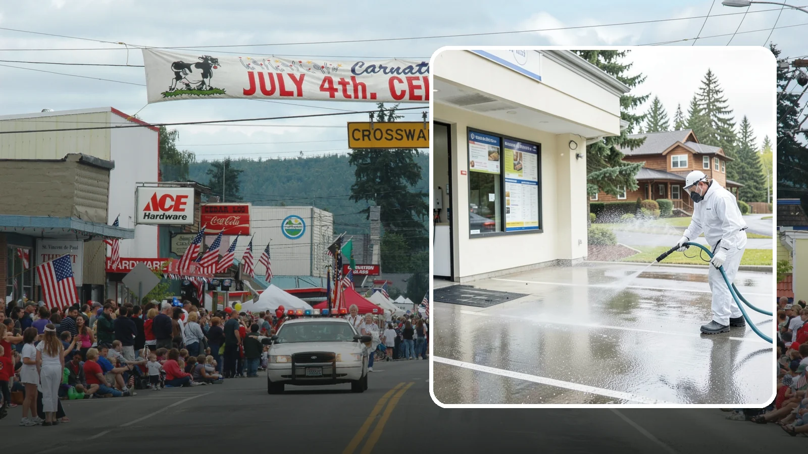 Drive-Thru Cleaning in Carnation, King County, WA - Targeted cleaning of drive-thru lanes, order windows, and menu-board pads where spilled food, grease, and PNW moss build up fast.