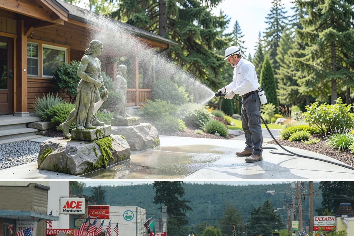 Drive-Thru Cleaning in Carnation, King County, WA - Best cleaned every quarter year-round, with extra attention in fall when leaf litter and rain accelerate algae in the lane.