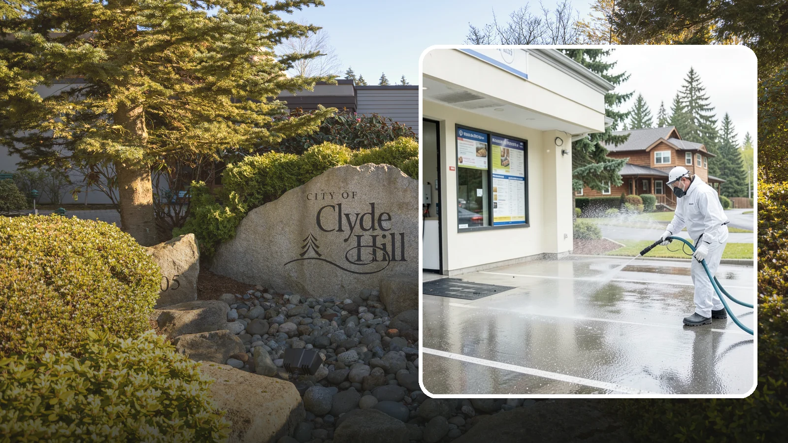 Drive-Thru Cleaning in Clyde Hill, King County, WA - Targeted cleaning of drive-thru lanes, order windows, and menu-board pads where spilled food, grease, and PNW moss build up fast.