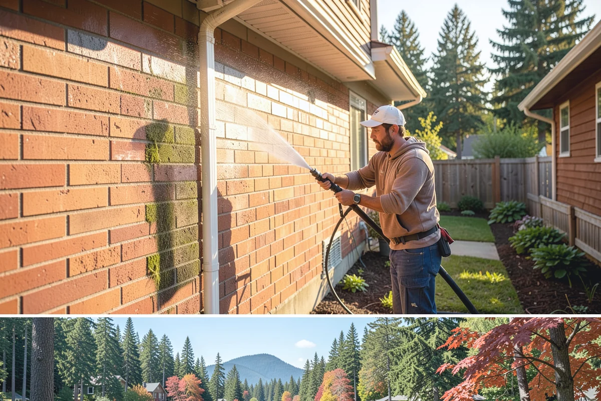 Drive-Thru Cleaning in Covington, King County, WA - Best cleaned every quarter year-round, with extra attention in fall when leaf litter and rain accelerate algae in the lane.