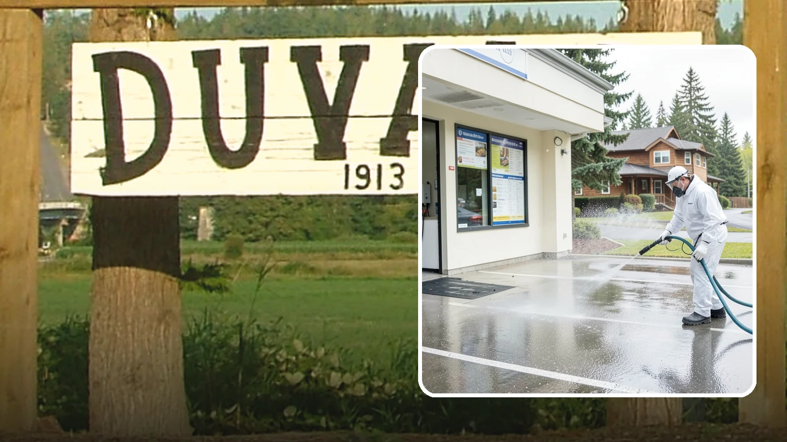 Drive-Thru Cleaning in Duvall, King County, WA - Targeted cleaning of drive-thru lanes, order windows, and menu-board pads where spilled food, grease, and PNW moss build up fast.