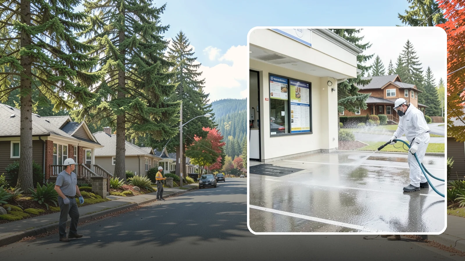 Drive-Thru Cleaning in Hunts Point, King County, WA - Targeted cleaning of drive-thru lanes, order windows, and menu-board pads where spilled food, grease, and PNW moss build up fast.