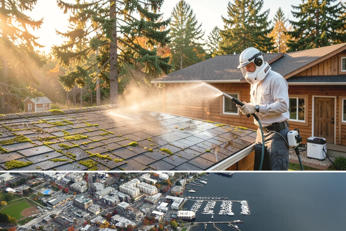 Drive-Thru Cleaning in Kirkland, King County, WA - Best cleaned every quarter year-round, with extra attention in fall when leaf litter and rain accelerate algae in the lane.