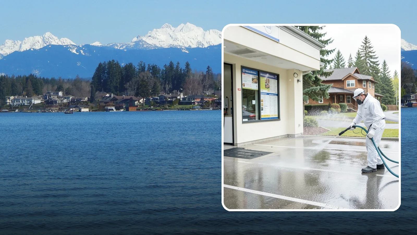 Drive-Thru Cleaning in Lake Stevens, Snohomish County, WA - Targeted cleaning of drive-thru lanes, order windows, and menu-board pads where spilled food, grease, and PNW moss build up fast.