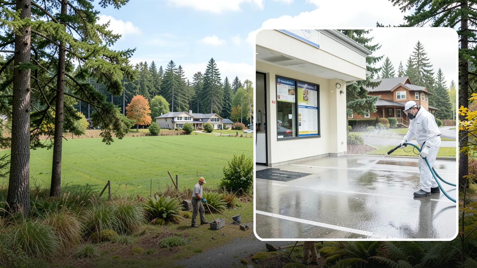 Drive-Thru Cleaning in Lyman, Skagit County, WA - Targeted cleaning of drive-thru lanes, order windows, and menu-board pads where spilled food, grease, and PNW moss build up fast.