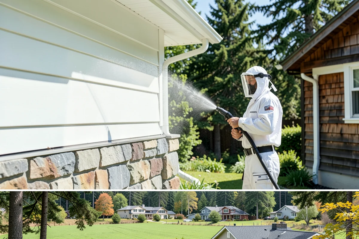 Drive-Thru Cleaning in Lyman, Skagit County, WA - Best cleaned every quarter year-round, with extra attention in fall when leaf litter and rain accelerate algae in the lane.