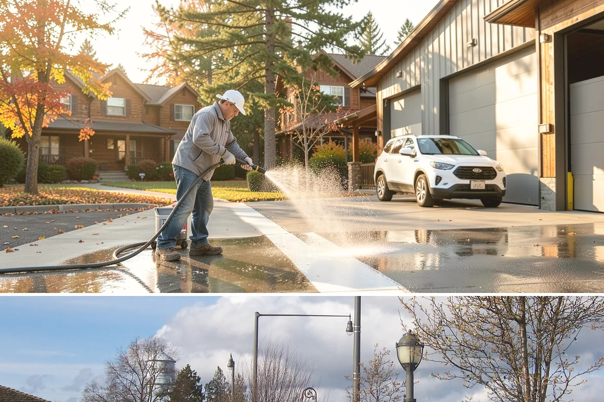 Drive-Thru Cleaning in Marysville, Snohomish County, WA - Best cleaned every quarter year-round, with extra attention in fall when leaf litter and rain accelerate algae in the lane.
