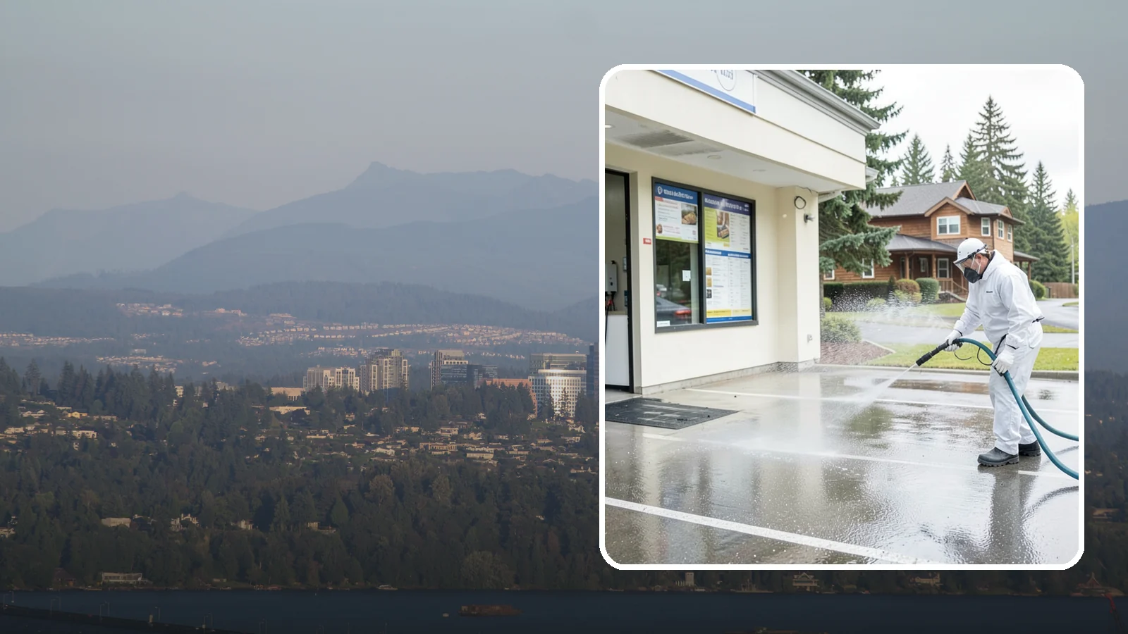 Drive-Thru Cleaning in Medina, King County, WA - Targeted cleaning of drive-thru lanes, order windows, and menu-board pads where spilled food, grease, and PNW moss build up fast.