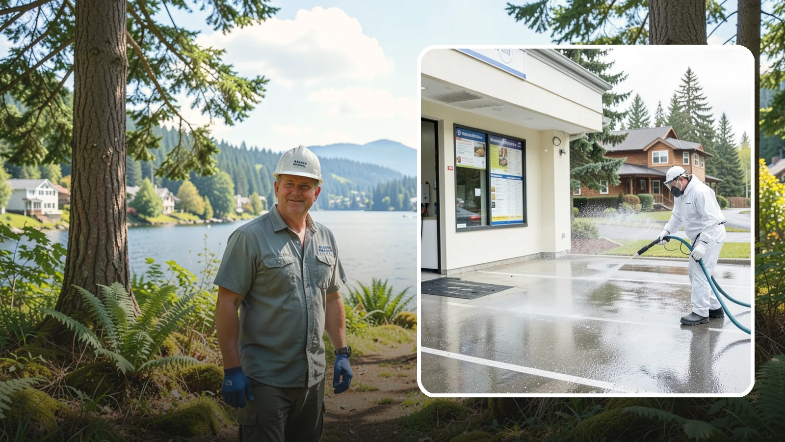 Drive-Thru Cleaning in Milton, King County, WA - Targeted cleaning of drive-thru lanes, order windows, and menu-board pads where spilled food, grease, and PNW moss build up fast.