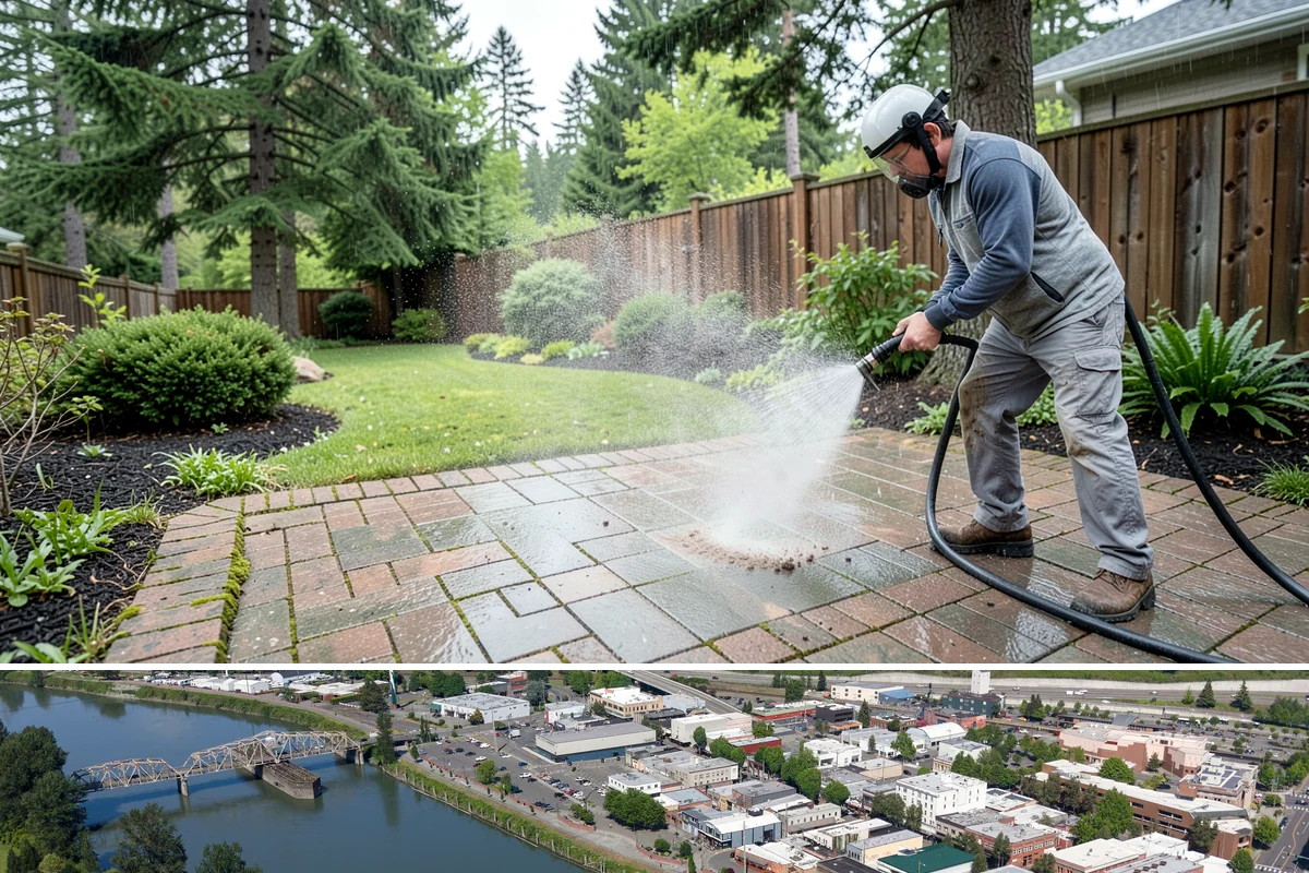 Drive-Thru Cleaning in Mount Vernon, Skagit County, WA - Best cleaned every quarter year-round, with extra attention in fall when leaf litter and rain accelerate algae in the lane.