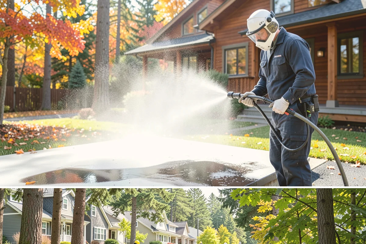Drive-Thru Cleaning in Normandy Park, King County, WA - Best cleaned every quarter year-round, with extra attention in fall when leaf litter and rain accelerate algae in the lane.