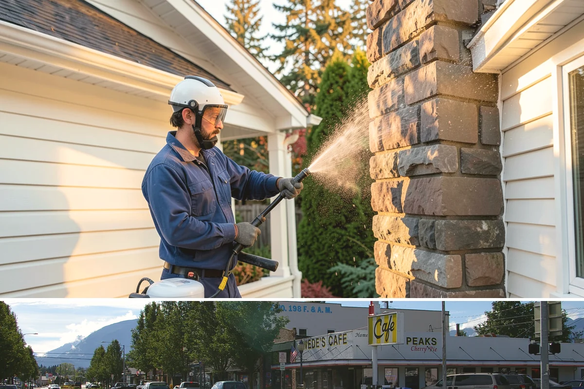 Drive-Thru Cleaning in North Bend, King County, WA - Best cleaned every quarter year-round, with extra attention in fall when leaf litter and rain accelerate algae in the lane.