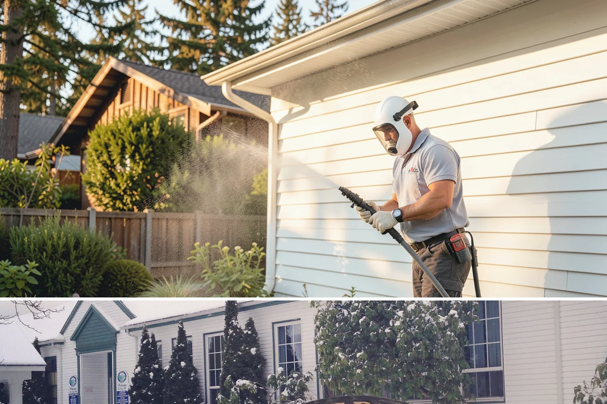 Drive-Thru Cleaning in Pacific, King County, WA - Best cleaned every quarter year-round, with extra attention in fall when leaf litter and rain accelerate algae in the lane.