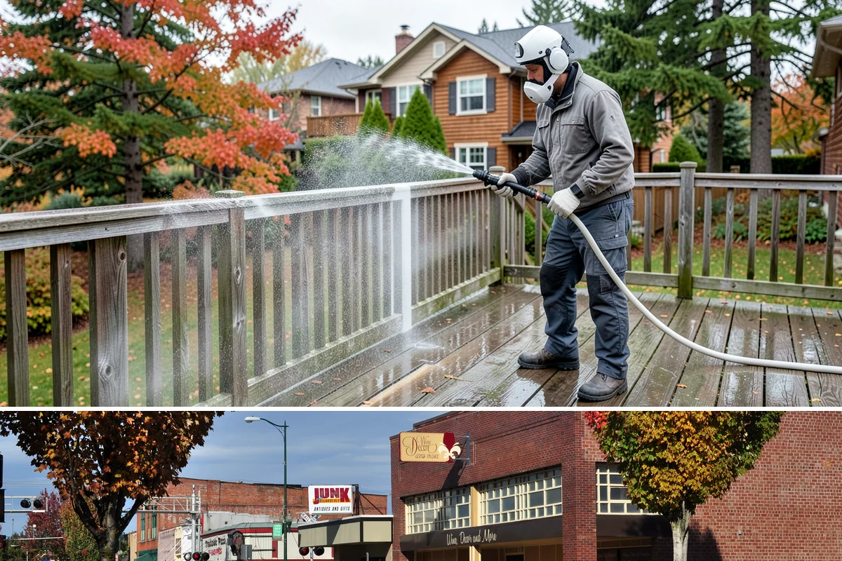 Drive-Thru Cleaning in Puyallup, Pierce County, WA - Best cleaned every quarter year-round, with extra attention in fall when leaf litter and rain accelerate algae in the lane.