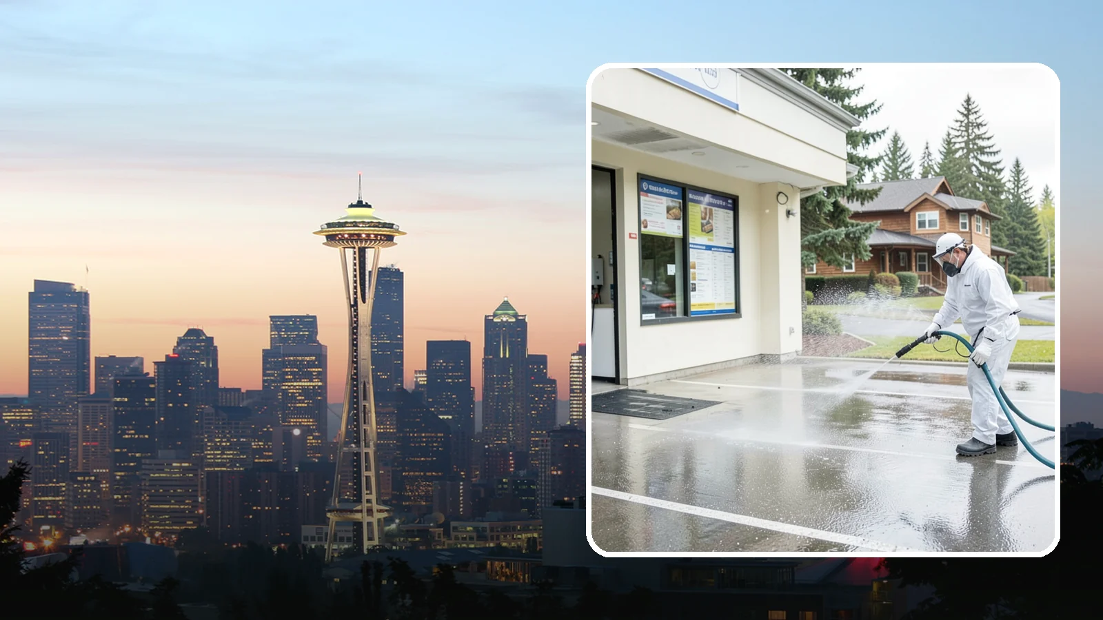 Drive-Thru Cleaning in Seattle, King County, WA - Targeted cleaning of drive-thru lanes, order windows, and menu-board pads where spilled food, grease, and PNW moss build up fast.